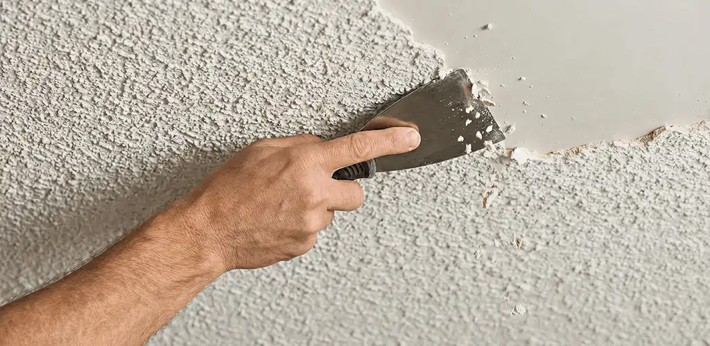 Popcorn ceiling removal scraping off textured ceiling finish in Sioux Falls, SD