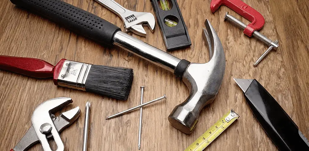 Handyman tools laid out for home repair and maintenance work in Sioux Falls, SD