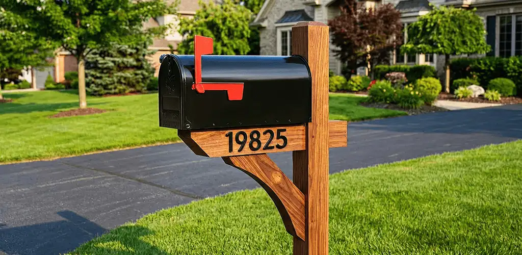 New mailbox installation with post and address number for a home in Sioux Falls, SD