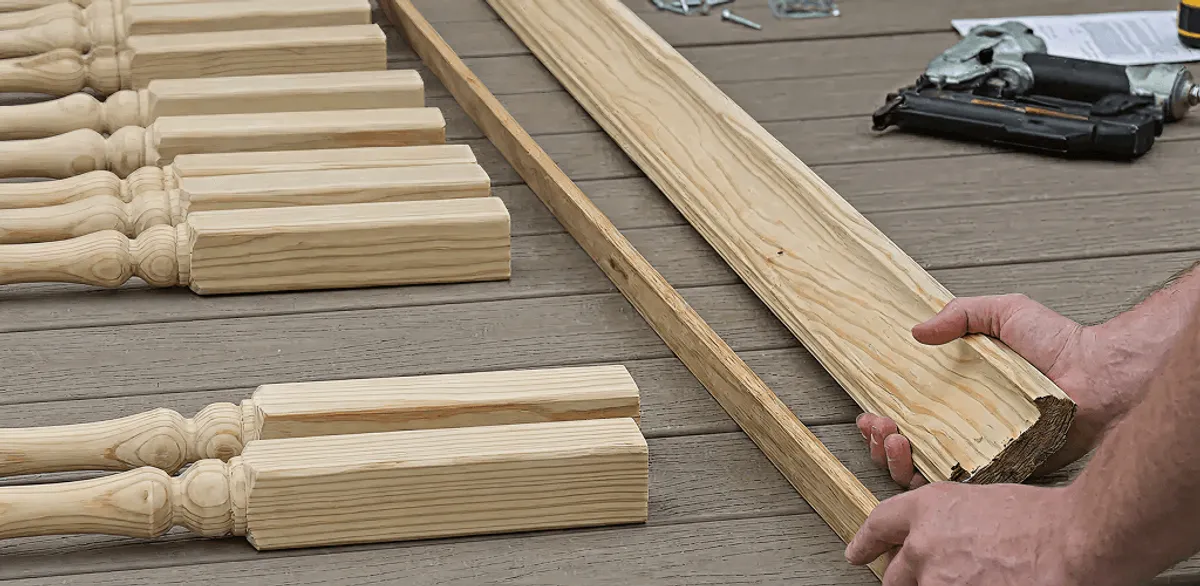 Handrail installation materials and wood components for stair rail work in Sioux Falls, SD
